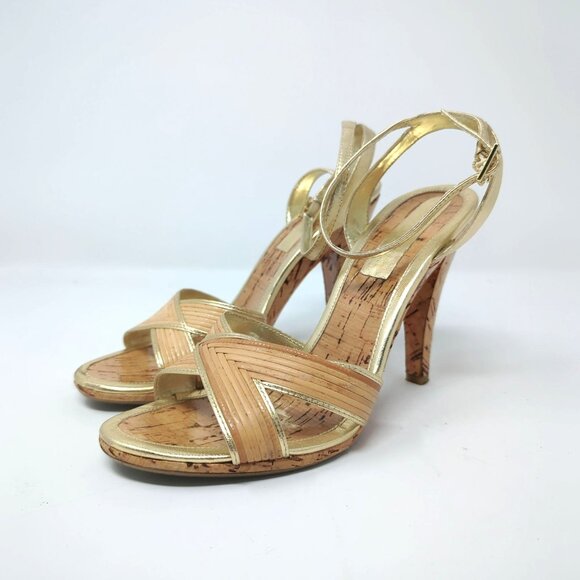 Enzo Angiolini Heels 7 Cork Summer Tan Gold - Picture 5 of 12